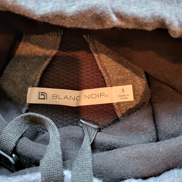 Blanc Noir Charcoal Heather and Black Lock Funnel Neck Sleeveless Hoodie Size S - Picture 3 of 8